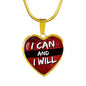 I Can And I Will Necklace Stainless Steel or 18k Gold Heart Pendant 18-22"-Express Your Love Gifts