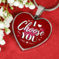 I Choose You Necklace Stainless Steel or 18k Gold Heart Pendant 18-22"-Express Your Love Gifts