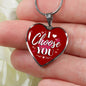I Choose You Necklace Stainless Steel or 18k Gold Heart Pendant 18-22"-Express Your Love Gifts