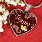 I Love You Spanish Gift Te Amo Heart Pendant Stainless Steel or 18k Gold Heart Pendant Necklace 18-22"-Express Your Love Gifts