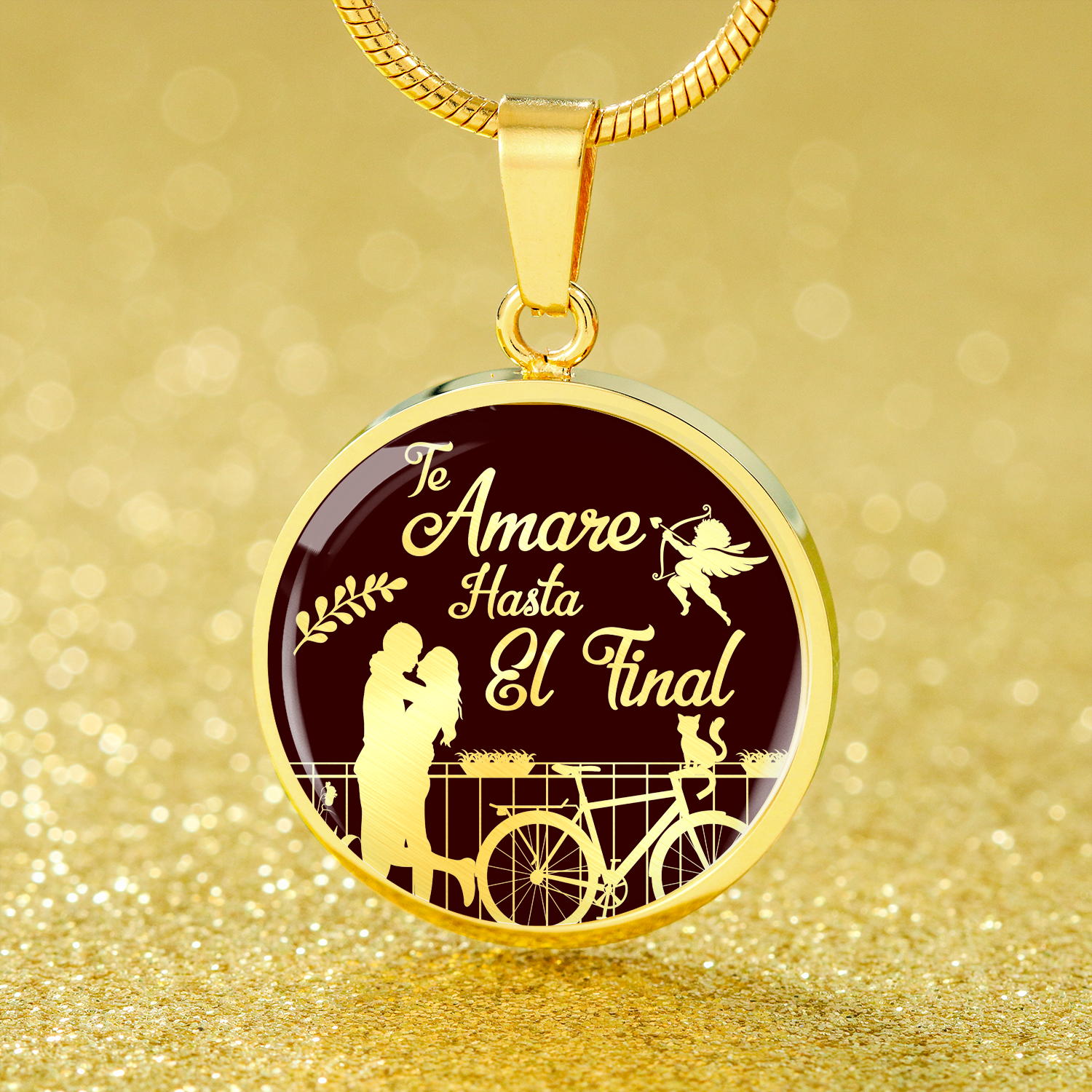 I Love You Till The End Necklace Te Amare Hasta El Final Spanish Circle Pendant 18k Gold 18-22" - Express Your Love Gifts
