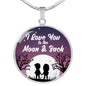I Love You To The Moon & Back Circle Necklace Stainless Steel or 18k Gold 18-22"-Express Your Love Gifts