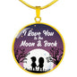 I Love You To The Moon & Back Circle Necklace Stainless Steel or 18k Gold 18-22"-Express Your Love Gifts