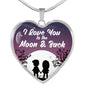 I Love You To The Moon & Back Love Stainless Steel or 18k Gold Heart Pendant Necklace 18-22"-Express Your Love Gifts