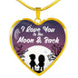 I Love You To The Moon & Back Love Stainless Steel or 18k Gold Heart Pendant Necklace 18-22"-Express Your Love Gifts