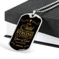 I'm Strong Because Of God'S Grace Necklace Stainless Steel or 18k Gold Dog Tag 24" Chain-Express Your Love Gifts