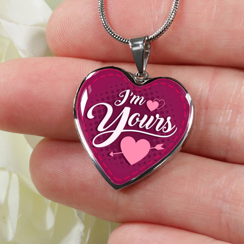 I'm Yours Necklace Stainless Steel or 18k Gold Heart Pendant 18-22"-Express Your Love Gifts