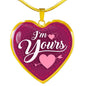 I'm Yours Necklace Stainless Steel or 18k Gold Heart Pendant 18-22"-Express Your Love Gifts