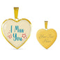I Miss You Necklace Stainless Steel or 18k Gold Heart Pendant 18-22" - Express Your Love Gifts