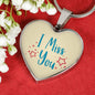I Miss You Necklace Stainless Steel or 18k Gold Heart Pendant 18-22" - Express Your Love Gifts