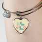 I Miss You Stainless Steel or 18k Gold Heart Bangle Bracelet - Express Your Love Gifts