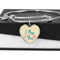 I Miss You Stainless Steel or 18k Gold Heart Bangle Bracelet - Express Your Love Gifts