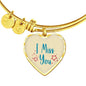 I Miss You Stainless Steel or 18k Gold Heart Bangle Bracelet - Express Your Love Gifts