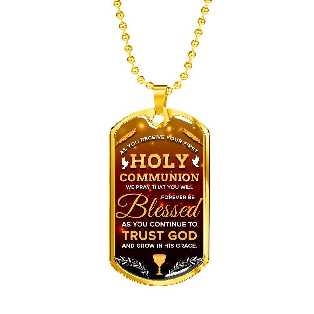 I Pray That I Will Forever Be Blessed Necklace Stainless Steel or 18k Gold Dog Tag 24" Chain-Express Your Love Gifts