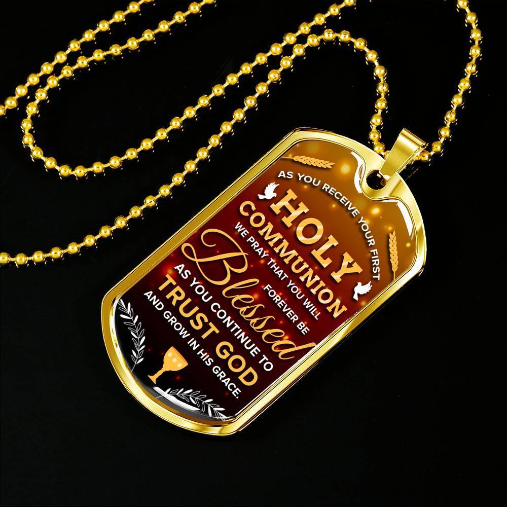 I Pray That I Will Forever Be Blessed Necklace Stainless Steel or 18k Gold Dog Tag 24" Chain-Express Your Love Gifts