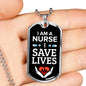 I Save Lives Nurse Necklace Stainless Steel or 18k Gold Dog Tag 24" Chain-Express Your Love Gifts