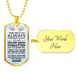 I Think About You Always Necklace Stainless Steel or 18k Gold Dog Tag 24" Chain-Express Your Love Gifts