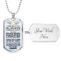 I Think About You Always Necklace Stainless Steel or 18k Gold Dog Tag 24" Chain-Express Your Love Gifts