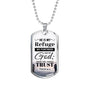 I Trust God Who Is My Refuge And Fortress Necklace Stainless Steel or 18k Gold Dog Tag 24" Chain-Express Your Love Gifts