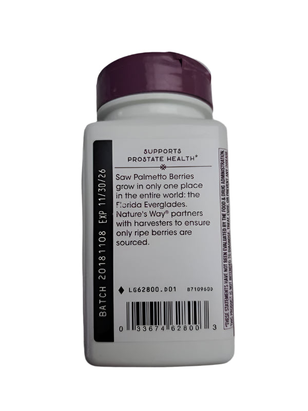 Nature’s Way Saw Palmetto Dietary Supplement Softgels, 60 Count, Exp. 11/30/2026-Express Your Love Gifts