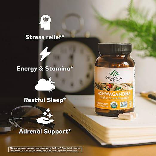 Organic India Ashwagandha Capsules, 90ct Stress, Energy & Sleep Support Vegan, Gluten-Free-Express Your Love Gifts