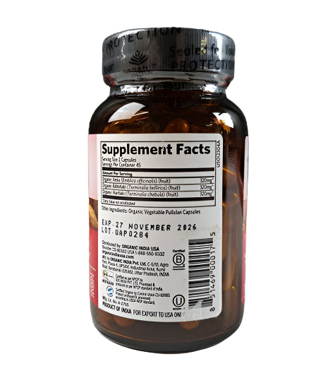 Organic India Triphala Herbal Supplement for Digestion & Colon Cleanse, 90 Vegetarian Capsules, Exp. 11/27/2026-Express Your Love Gifts