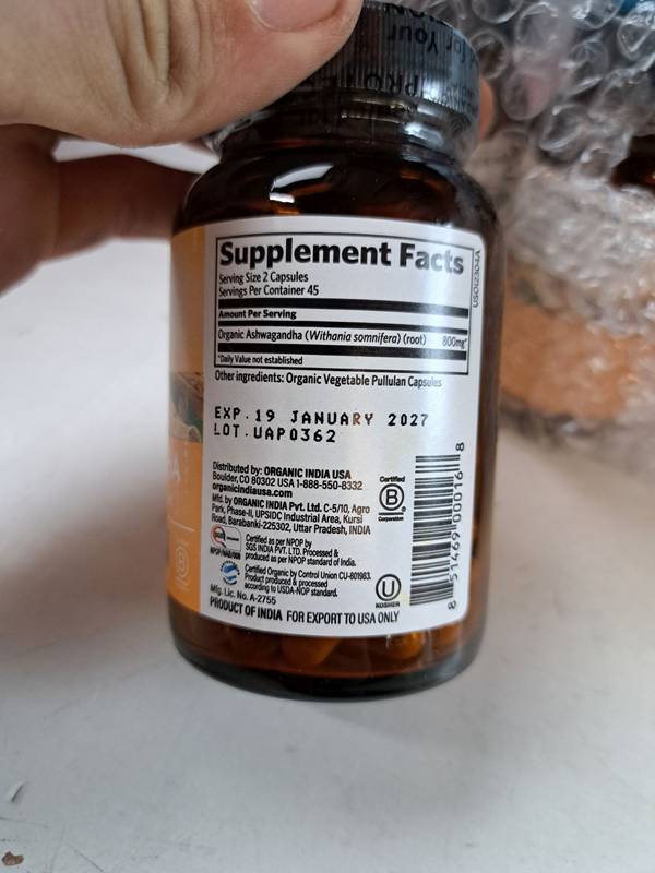 Organic India Ashwagandha Capsules, 90ct Stress, Energy & Sleep Support Vegan, Gluten-Free-Express Your Love Gifts