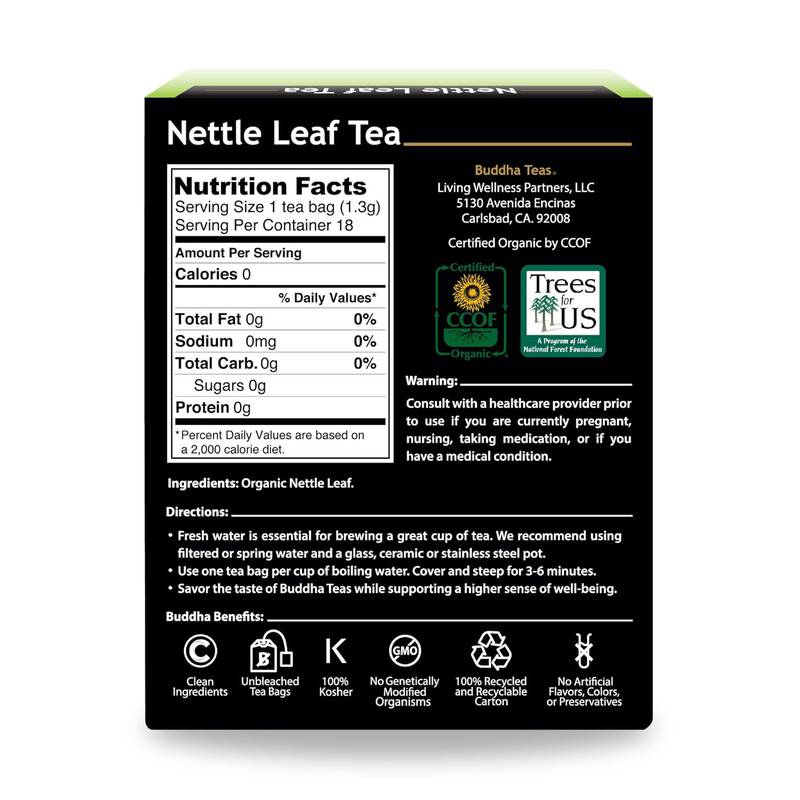 Buddha Teas Organic Nettle Leaf Tea – Caffeine-Free, Kosher, GMO-Free, 18 Bleach-Free Tea Bags (4 Pack)-Express Your Love Gifts