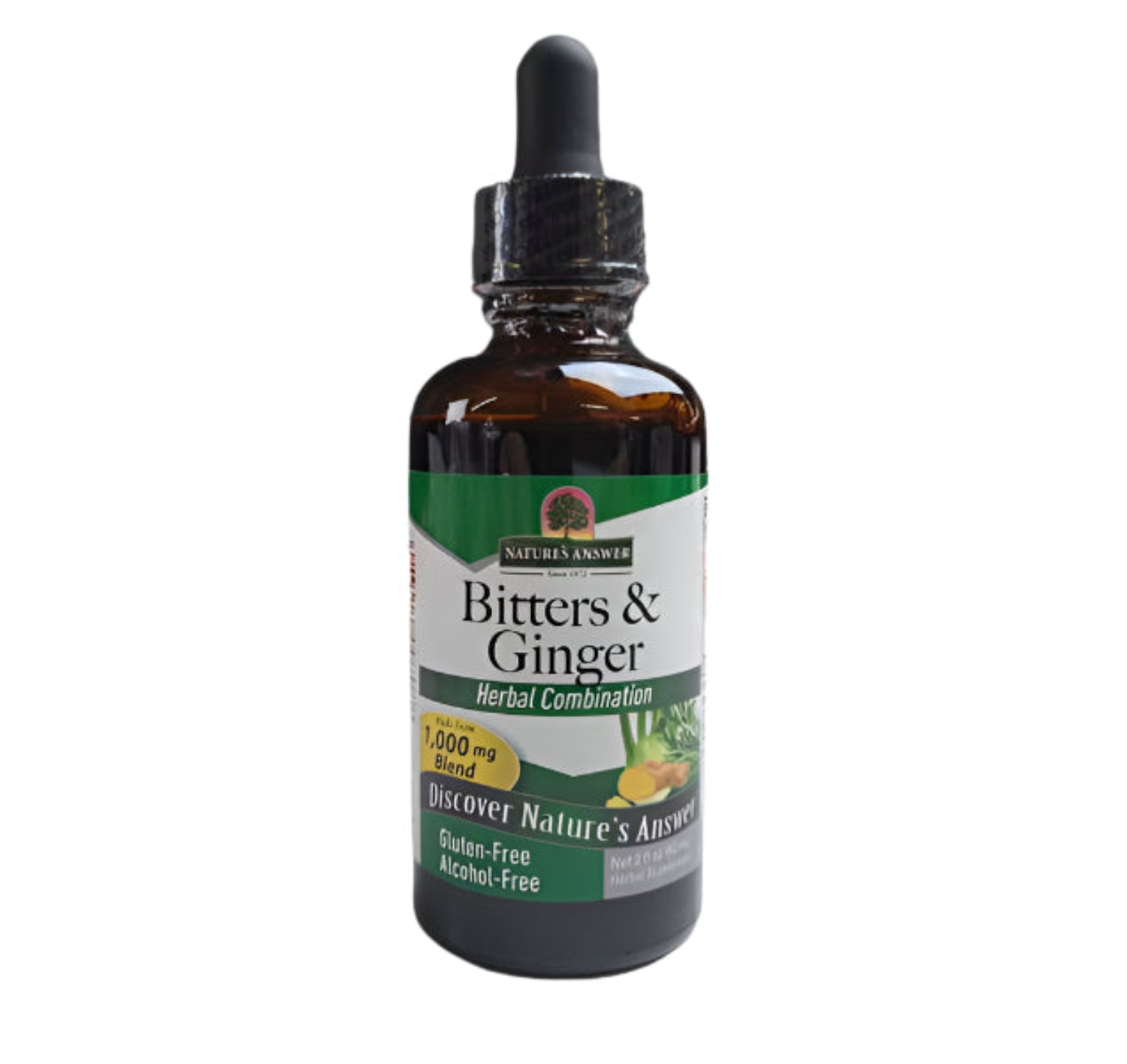 Nature's Answer Bitters & Ginger Herbal Supplement, Alcohol-Free Digestive Support, 2 fl oz-Express Your Love Gifts