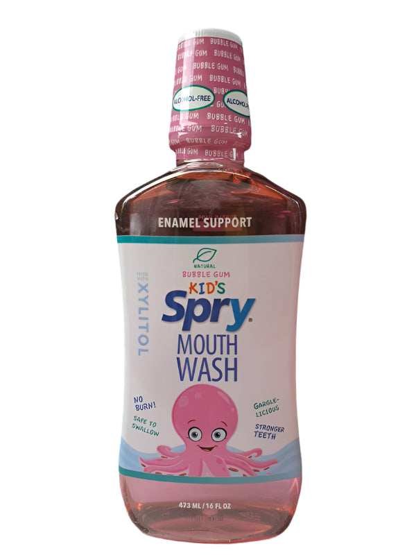 Spry Kids Bubble Gum Flavor Xylitol Mouthwash 3 Pack Fluoride-Free Bubble Gum Flavor Enamel Support, 16 fl oz-Express Your Love Gifts