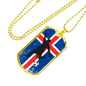Iceland Flag And Soccer/Futbol Necklace Stainless Steel or 18k Gold Dog Tag 24" Chain-Express Your Love Gifts