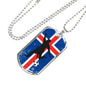 Iceland Flag And Soccer/Futbol Necklace Stainless Steel or 18k Gold Dog Tag 24" Chain-Express Your Love Gifts
