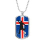 Iceland Flag And Soccer/Futbol Necklace Stainless Steel or 18k Gold Dog Tag 24" Chain-Express Your Love Gifts