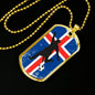 Iceland Flag And Soccer/Futbol Necklace Stainless Steel or 18k Gold Dog Tag 24" Chain-Express Your Love Gifts