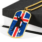 Iceland Flag And Soccer/Futbol Necklace Stainless Steel or 18k Gold Dog Tag 24" Chain-Express Your Love Gifts