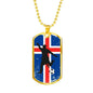 Iceland Flag And Soccer/Futbol Necklace Stainless Steel or 18k Gold Dog Tag 24" Chain-Express Your Love Gifts