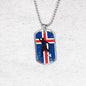 Iceland Flag And Soccer/Futbol Necklace Stainless Steel or 18k Gold Dog Tag 24" Chain-Express Your Love Gifts