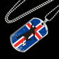 Iceland Flag And Soccer/Futbol Necklace Stainless Steel or 18k Gold Dog Tag 24" Chain-Express Your Love Gifts