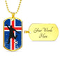 Iceland Flag And Soccer/Futbol Necklace Stainless Steel or 18k Gold Dog Tag 24" Chain-Express Your Love Gifts