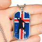 Iceland Flag And Soccer/Futbol Necklace Stainless Steel or 18k Gold Dog Tag 24" Chain-Express Your Love Gifts
