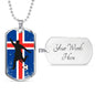 Iceland Flag And Soccer/Futbol Necklace Stainless Steel or 18k Gold Dog Tag 24" Chain-Express Your Love Gifts