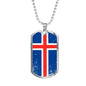 Iceland Flag Necklace Iceland Flag Stainless Steel or 18k Gold Dog Tag 24"-Express Your Love Gifts