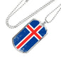 Iceland Flag Necklace Iceland Flag Stainless Steel or 18k Gold Dog Tag 24"-Express Your Love Gifts