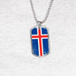 Iceland Flag Necklace Iceland Flag Stainless Steel or 18k Gold Dog Tag 24"-Express Your Love Gifts