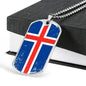 Iceland Flag Necklace Iceland Flag Stainless Steel or 18k Gold Dog Tag 24"-Express Your Love Gifts