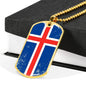 Iceland Flag Necklace Iceland Flag Stainless Steel or 18k Gold Dog Tag 24"-Express Your Love Gifts