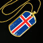 Iceland Flag Necklace Iceland Flag Stainless Steel or 18k Gold Dog Tag 24"-Express Your Love Gifts
