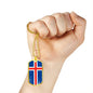 Iceland Flag Necklace Iceland Flag Stainless Steel or 18k Gold Dog Tag 24"-Express Your Love Gifts