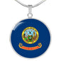 Idaho State Flag Necklace Stainless Steel or 18k Gold Circle Pendant 18-22" - Express Your Love Gifts