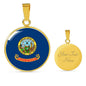 Idaho State Flag Necklace Stainless Steel or 18k Gold Circle Pendant 18-22" - Express Your Love Gifts